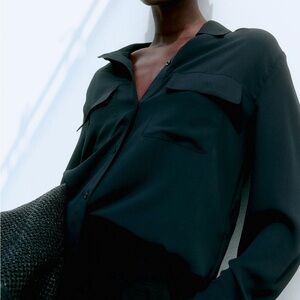 H&M Black Button-Up Shirt